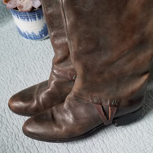 Coclico genuine leather tall riding boots low heel vintage-looking patina - Picture 4 of 13